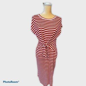 Liz Claiborne Red White Stripe Sheath Dress Women'